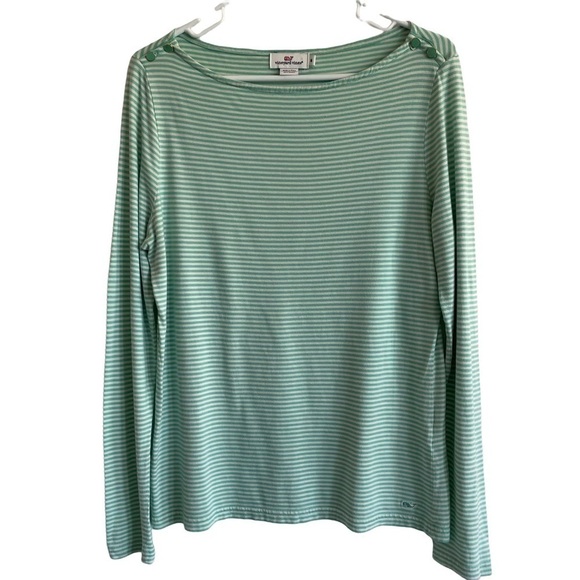 VINEYARD VINES STRIPED LONG SLEEVE PIMA COTTON TOP - Picture 1 of 6